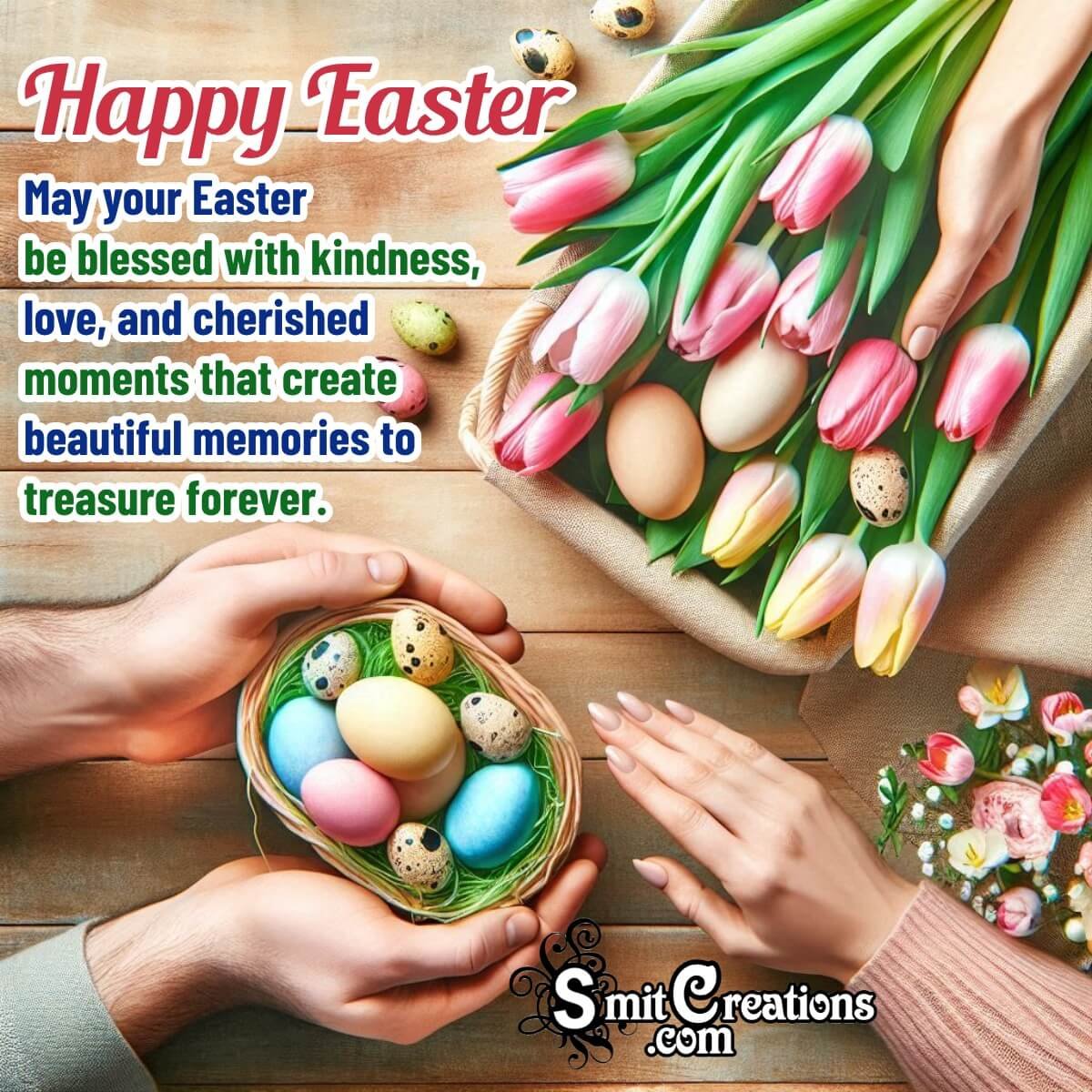 Happy Easter Beautiful Moments With Tulip Flower Pic