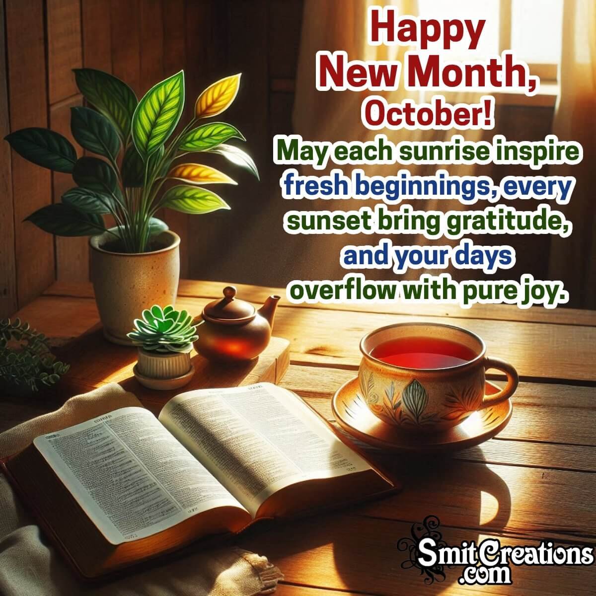 Happy New Month October Nice Wishing Photo