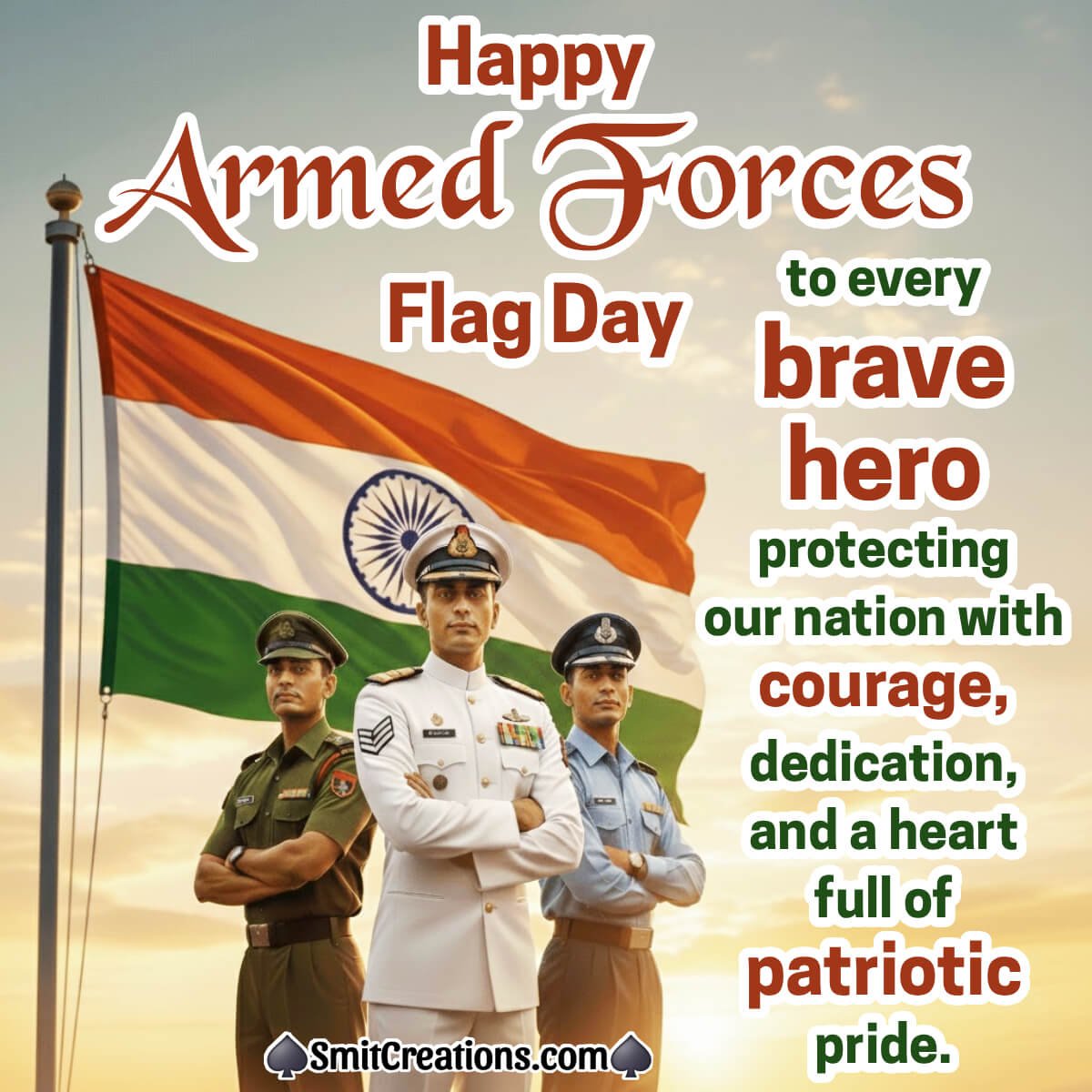 Happy Indian Armed Forces Flag Day Lovely Pic