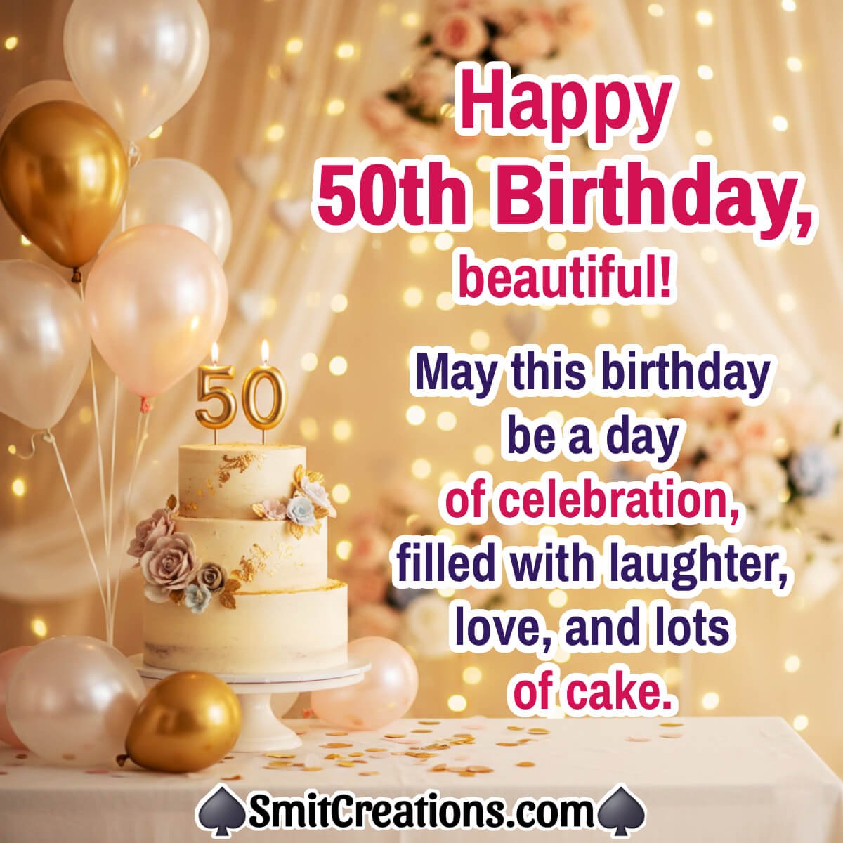 Happy 50th Birthday Beautiful Lovely Wish Photo