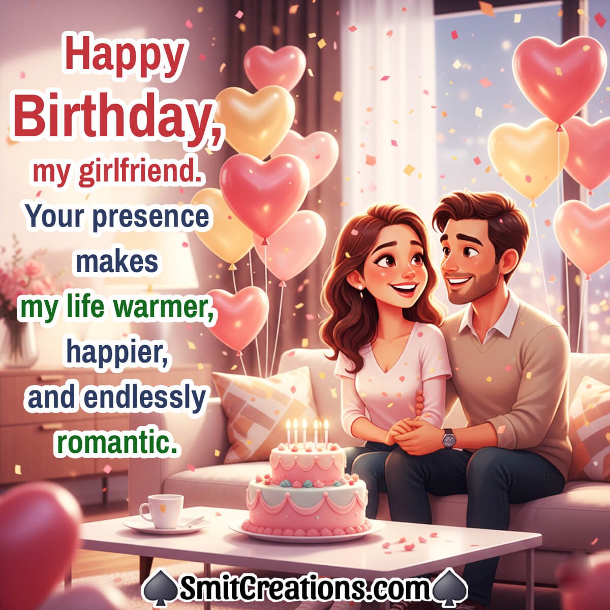 Happy Birthday Mu Girlfriend Lovely Greeting Image'
