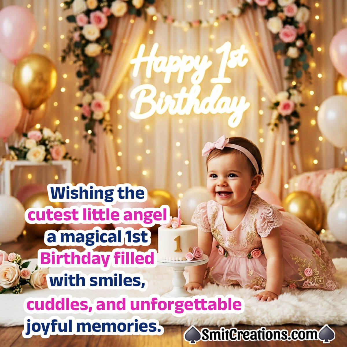 Wishing You Happy Ist Birthday Cute Angel Joyful Image