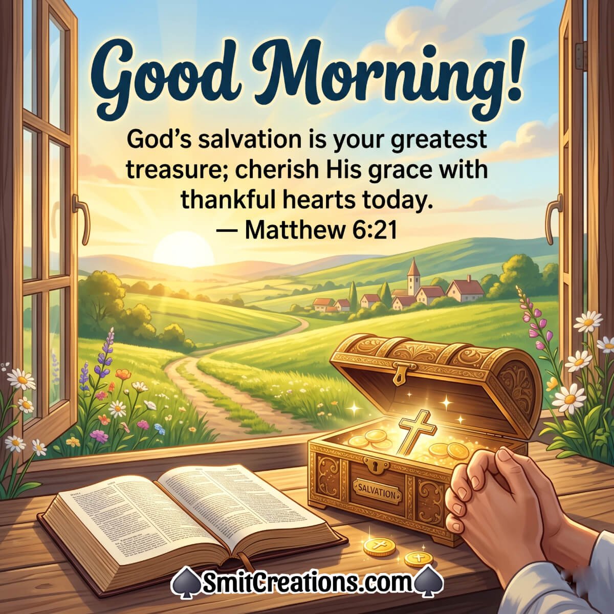 Good Morning Bible Verses For Salvation Thankful Image