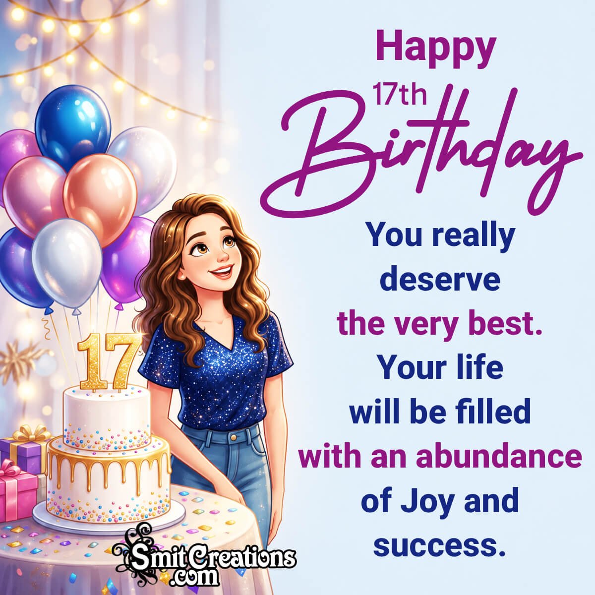 Happy 17th Birthday Lovely Greeting Picture