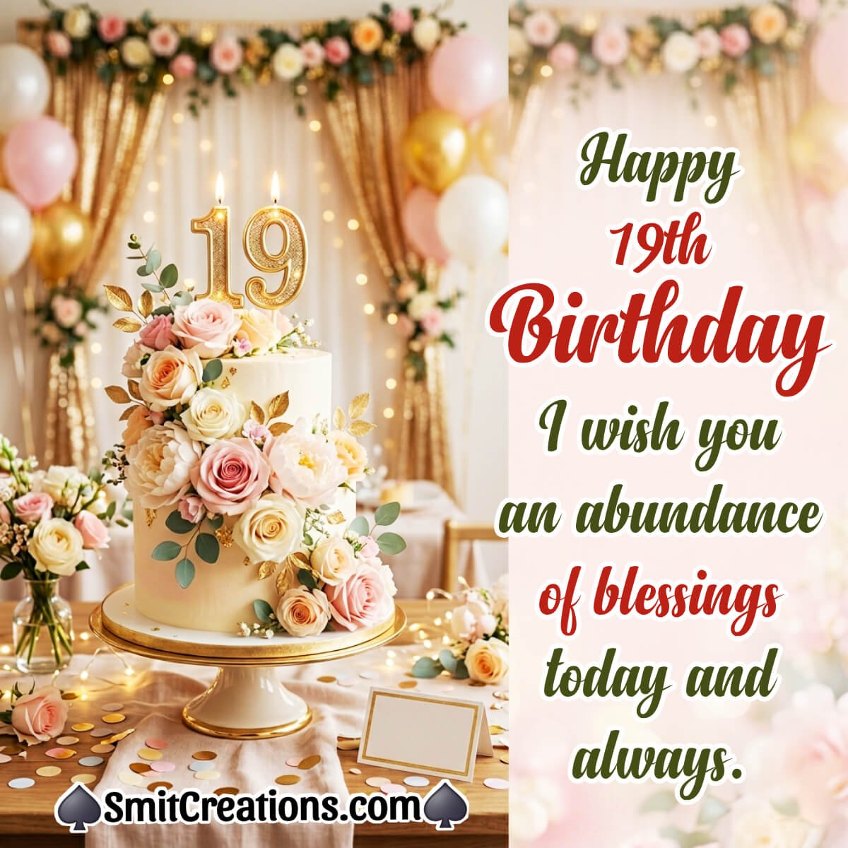 Happy 19th Birthday Wonderful Blessings Image