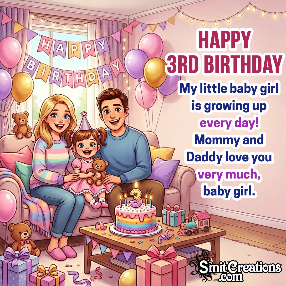 Happy 3rd Birthday My Little Baby Girl Awesome Picture