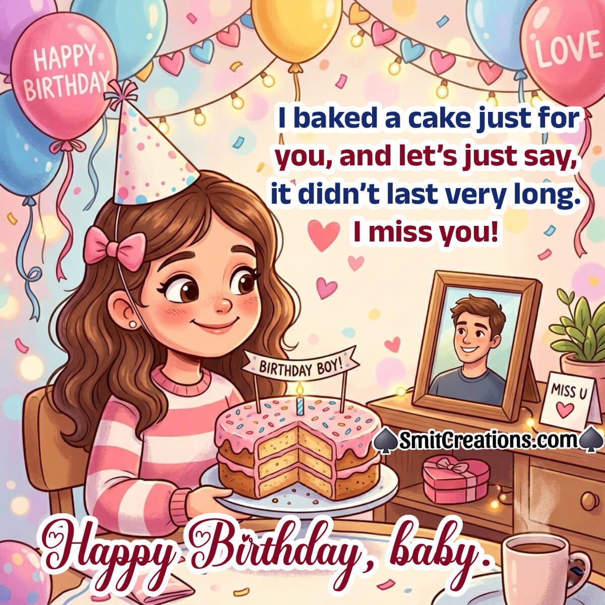 Happy Birthday Baby, I Miss You Nice Wishing Image