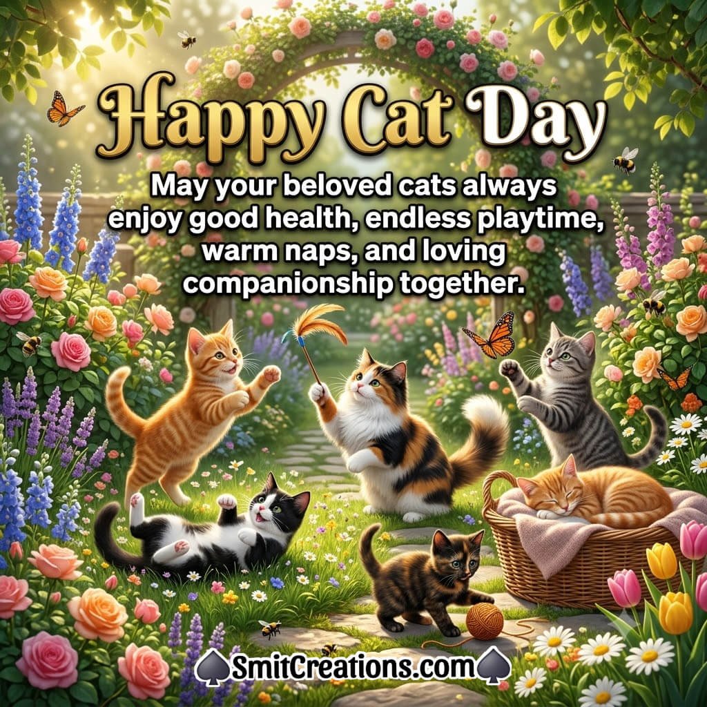 Happy Cat Day Beloved Cats Lovely Greeting Pic