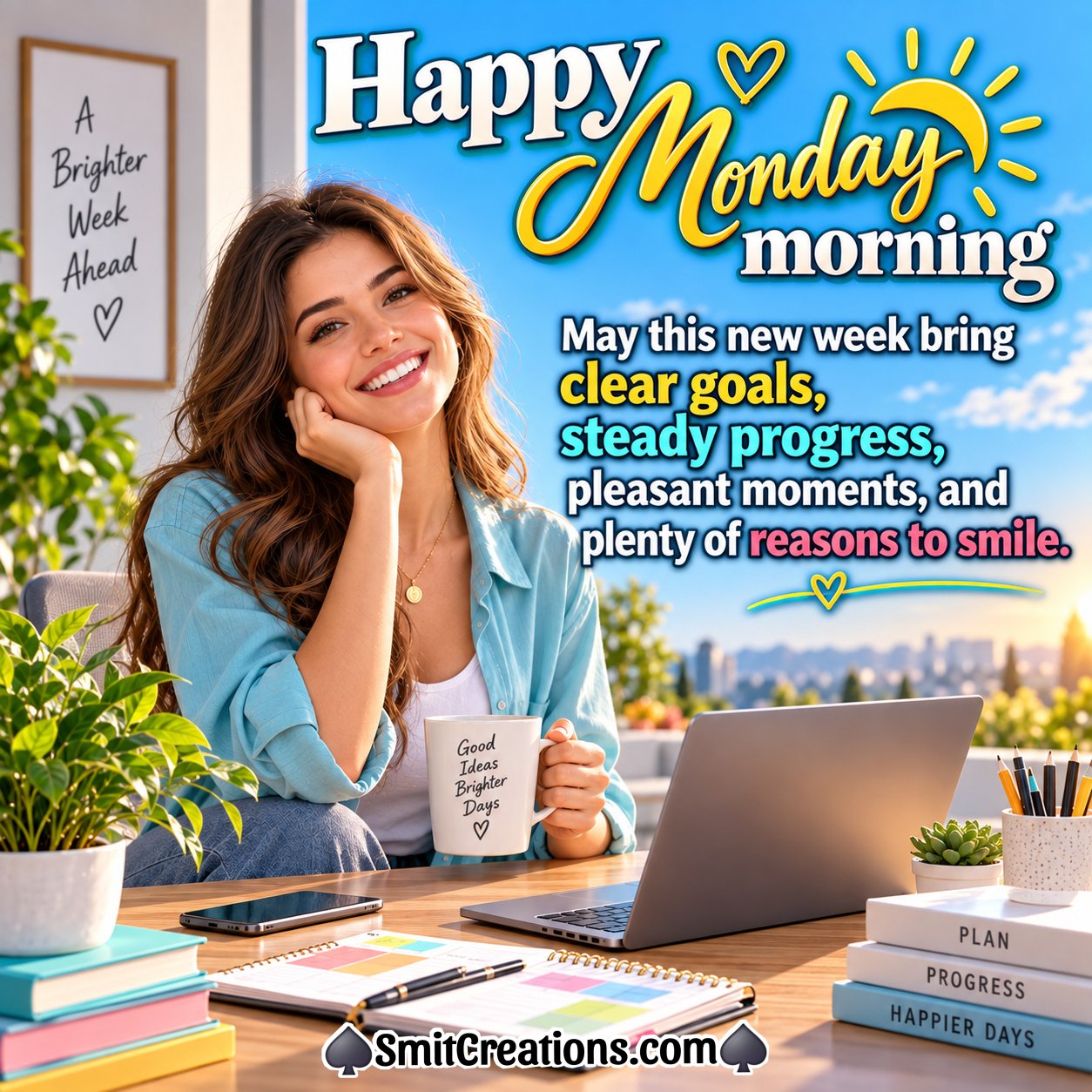 Happy Monday Morning Bring New Goals Greeting Pic